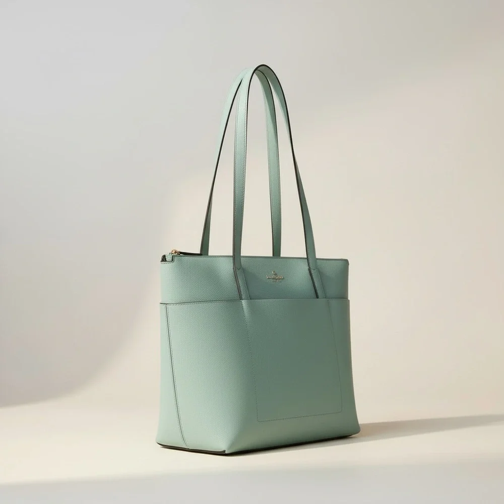 Kate Spade Mint Green Saffiano Leather Tote Large Work Laptop Bag NWOT Chic